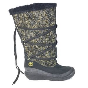 Timberland black and gold warm fur boots size 7 M